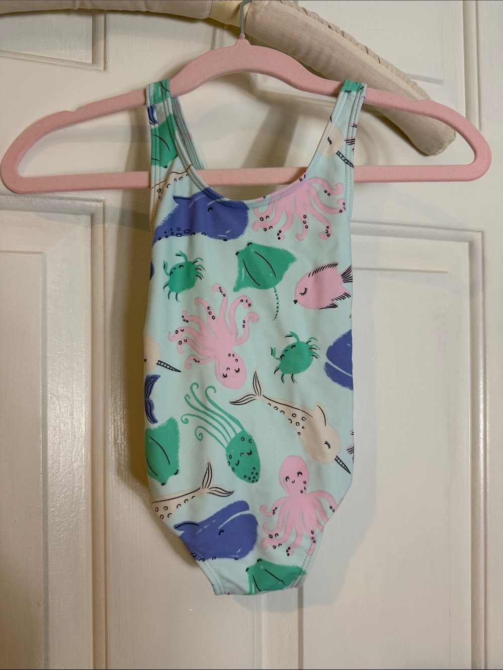 Carter's Girls Mint Green One-Piece Swimsuit with Pink & Blue Sea Creatures
